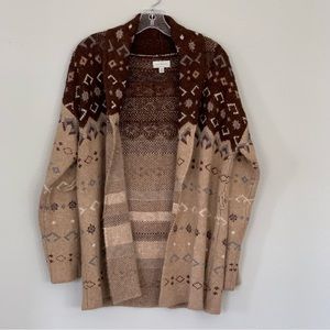 Lucky Brand Open Longline Cardigan Aztec Southwestern Print size Medium